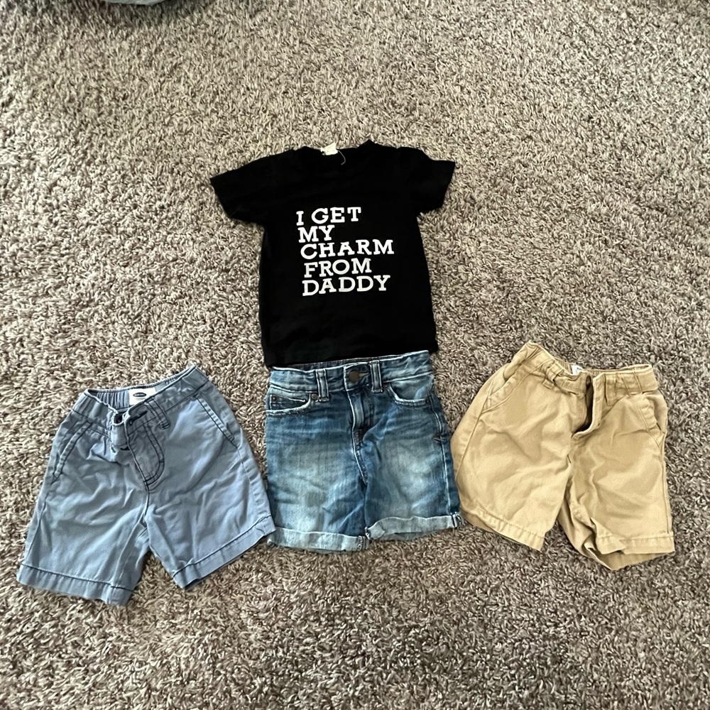 Boys 3 shorts and 1 tshirt lot. EUC